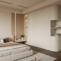 Modern White Wardrobe Design In Bedroom With Lighting And Storage Shelves
