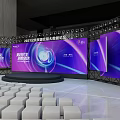 Technology Empowers Future Better Life Intelligent New Era Event Venue With Screens And White Seats