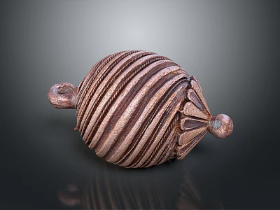 Decorative Ornament Combination With Copper Colored Striped Spiral Design And Unique Shape 3d model