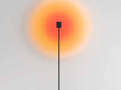 Modern Floor Lamp With Black Pole And Warm Orange Glow On White Background 3d model