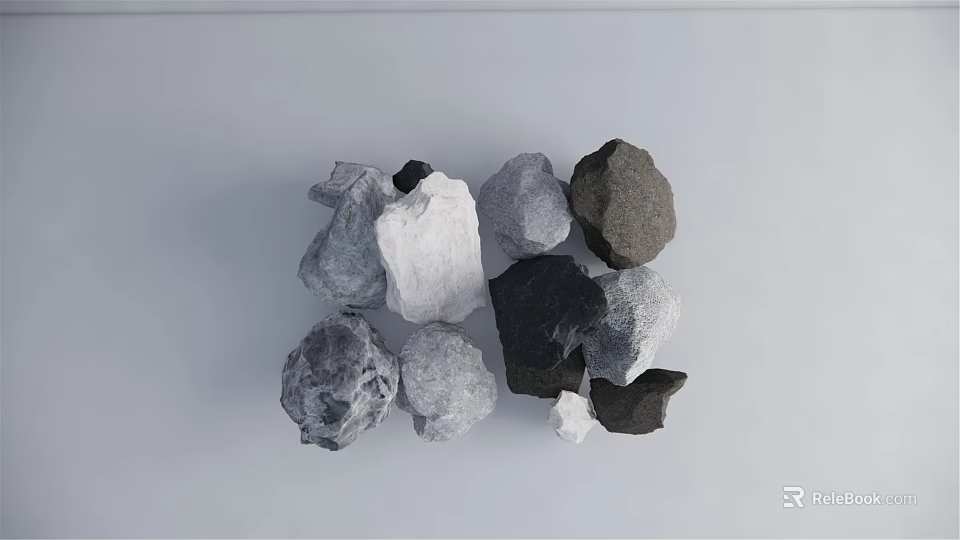 Assorted Natural Stones And Wood Materials For Home Decor And Craft Projects 3d model 