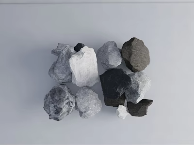 Assorted Natural Stones And Wood Materials For Home Decor And Craft Projects 3d model
