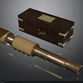 Vintage Brass Telescope With Leather Grip And Wooden Box With Metal Fittings