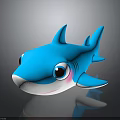 Cute Cartoon Shark Toy Figure With Big Eyes And Pink Cheeks Design