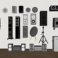 Various Headphones And Speakers Collection With Modern Designs And Mounting Styles