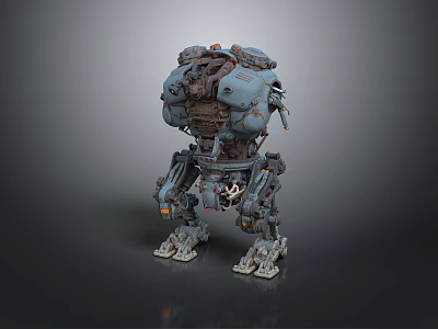 Futuristic Armored Robotic Mech Game Movie Character With Detailed Mechanical Parts And Heavy Armor 3d model