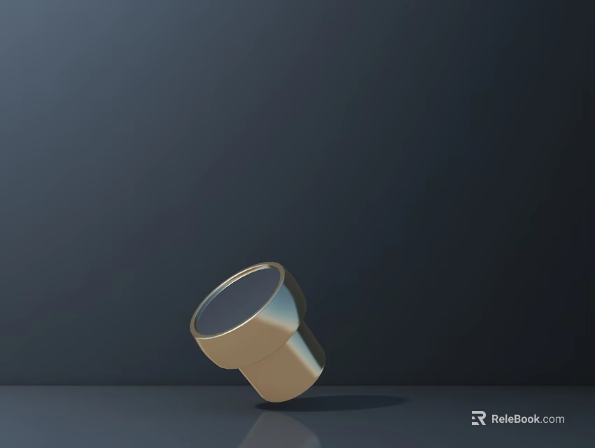 Golden Sculpture Carving With Shiny Cylindrical Surface Tilted On Dark Background 3d model