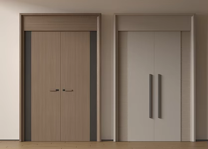 Modern double-door swing door entry door security door top-to-top opposite door 3d model