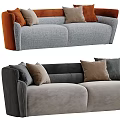Modern Sofas in Gray Black and Orange Tones with Decorative Pillows 3d model