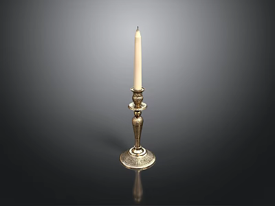 Brass Lighting Combination With Decorative Candlestick And White Candle Classic Design Features 3d model