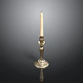 Brass Lighting Combination With Decorative Candlestick And White Candle Classic Design Features