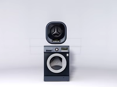 Modern Black Stacked Front Load Washer And Dryer Efficient Laundry Appliance Design 3d model