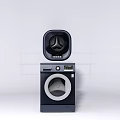 Modern Black Stacked Front Load Washer And Dryer Efficient Laundry Appliance Design 3d model
