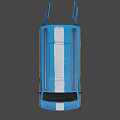 Blue Cargo Van Exterior With Roof Rack And Yellow Black Stripes