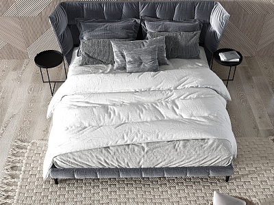 Post-modern double bed double bed 3d model