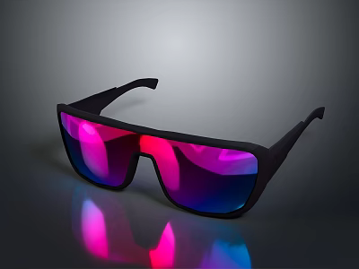 Fashionable Modern Sunglasses With Black Frame And Colorful Reflective Lenses For Daily Use 3d model