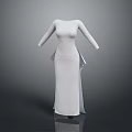 White Long Sleeve Dress With Elegant Silhouette And Flowing Hem Design