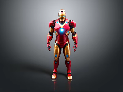 Iron Man Game And Movie Character With Red And Gold Armor Chest Reactor Standing Pose 3d model