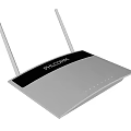 PHICOMM Wireless Router With Two Antennas Silver Body And Black Stripe