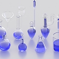 Experimental equipment, experimental equipment, experimental props, beakers, test tubes, flasks, funnels, measuring cylinders, conical flasks 3d model