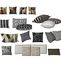 Decorative Throw Pillows With Various Patterns And Modern Living Room Styles 3d model