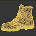 Red Leather High Top Boots With Lace Up Design And Yellow Stitched Sole