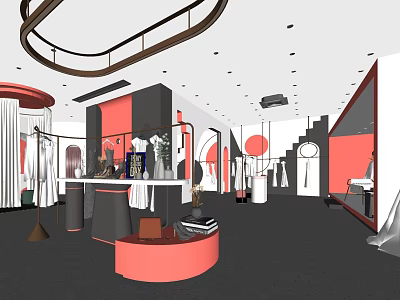 Elegant Modern Bridal Shop Interior With Wedding Dress Displays And Fitting Area 3d model