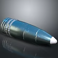 3D Rendered Weapon Bullet With Blue Metallic Body Silver Accents And White Tip