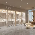 Miaoluke Mall Store With White Display Shelves Circular Decorations And Tree Shaped Kids Play Structure