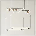 Modern Curved Chandelier Design With Sphere Bulbs And Hanging Linear Structure 3d model