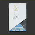 Elegant Lifestyle Book With White Cover Dine Signature Lifestyle Text Blue Gray Patterned Inner Pages