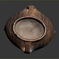 Ancient Pottery Jar With Dual Handles And Orange Blue Swirl Patterns