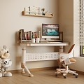 Children's Desk Chair Children's Computer Desk Chair Children's Lifting Chair Wall Bookshelf Wall Hanging Bookshelf Doll 3d model