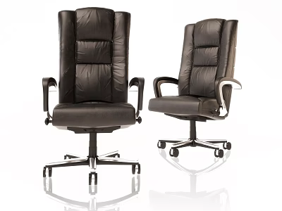 Comfortable Black Leather Office Chairs With Supportive Backrests Armrests And Swivel Wheels 3d model