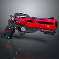 Futuristic Red Pistol Weapon With Black Grip And Modern Tech Design Features