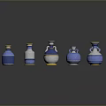 Elegant Decorative Vases In Blue White Yellow Colors With Unique Designs