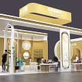 Eastern New National Makeup Perfume Cosmetics Exhibition Booth With Golden Arch And Circular Paintings
