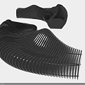 Modern Curved Public Chair With Wave Pattern And Black Finish 3d model