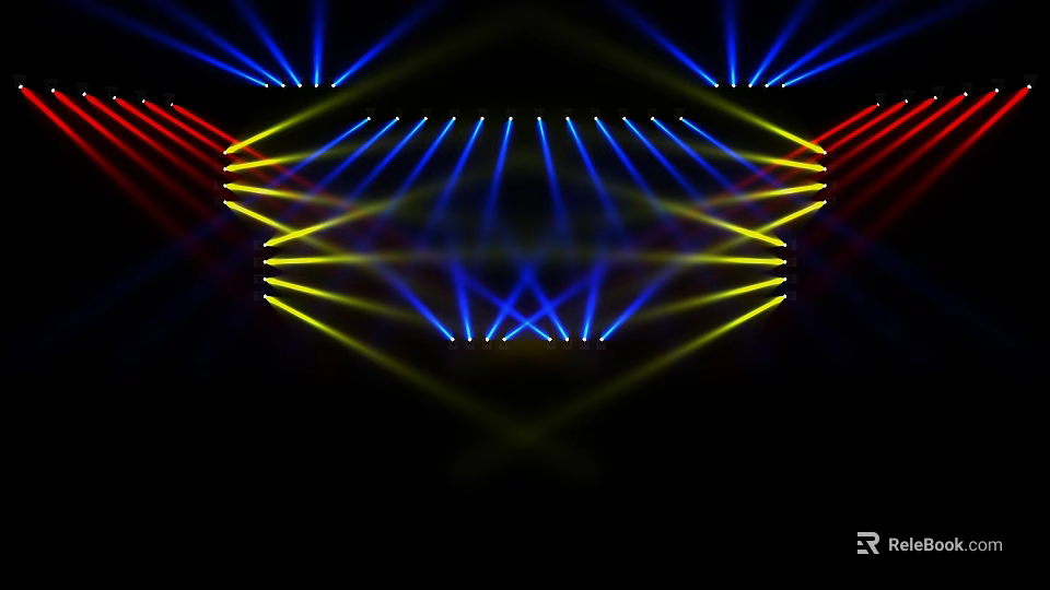 Colorful Stage Lighting Effects With Symmetric Geometric Patterns And Radiant Beams On Black Background 3d model 