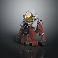 Red and Gray Astronaut Spacesuit with Gold Visor Helmet and Chest Gear