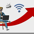 E commerce Growth With Laptop Wi Fi Shopping Bag And Coin Elements