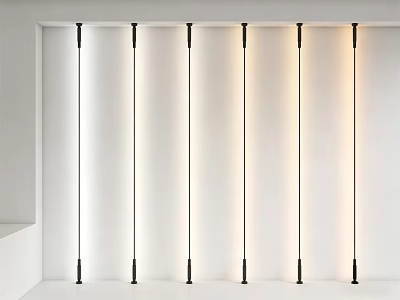Modern Minimalist Partition Wall With White Panels Black Columns And Lighting 3d model