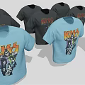 KISS Band Graphic T Shirts With Blue And Black Color Options And Band Art 3d model
