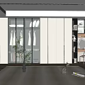 Modern Wardrobe Interior With Glass Door Hanging Clothes Built-in Bookshelf And Study Desk