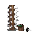 Wooden Dumbbell Rack With Multiple Weights For Home Gym Fitness Equipment