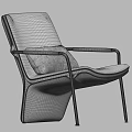 Modern Gray Fabric Cushion And Brown Leather Lounge Chair With Metal Frame And Armrests