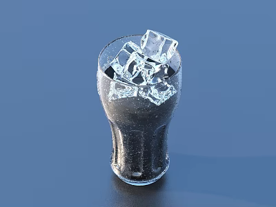 Dark Colored Beverage In Glass Filled With Ice Cubes For Refreshing Drink Experience 3d model