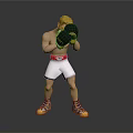Male Boxer Wearing Black Boxing Gloves White Shorts and Yellow Shoes