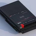 Vintage Black GFX Tape Recorder Featuring Red Button And Classic Control Panel 3d model