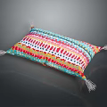 Vibrant Patterned Throw Pillow With Colorful Stripes And Tassel Accents For Home Decor